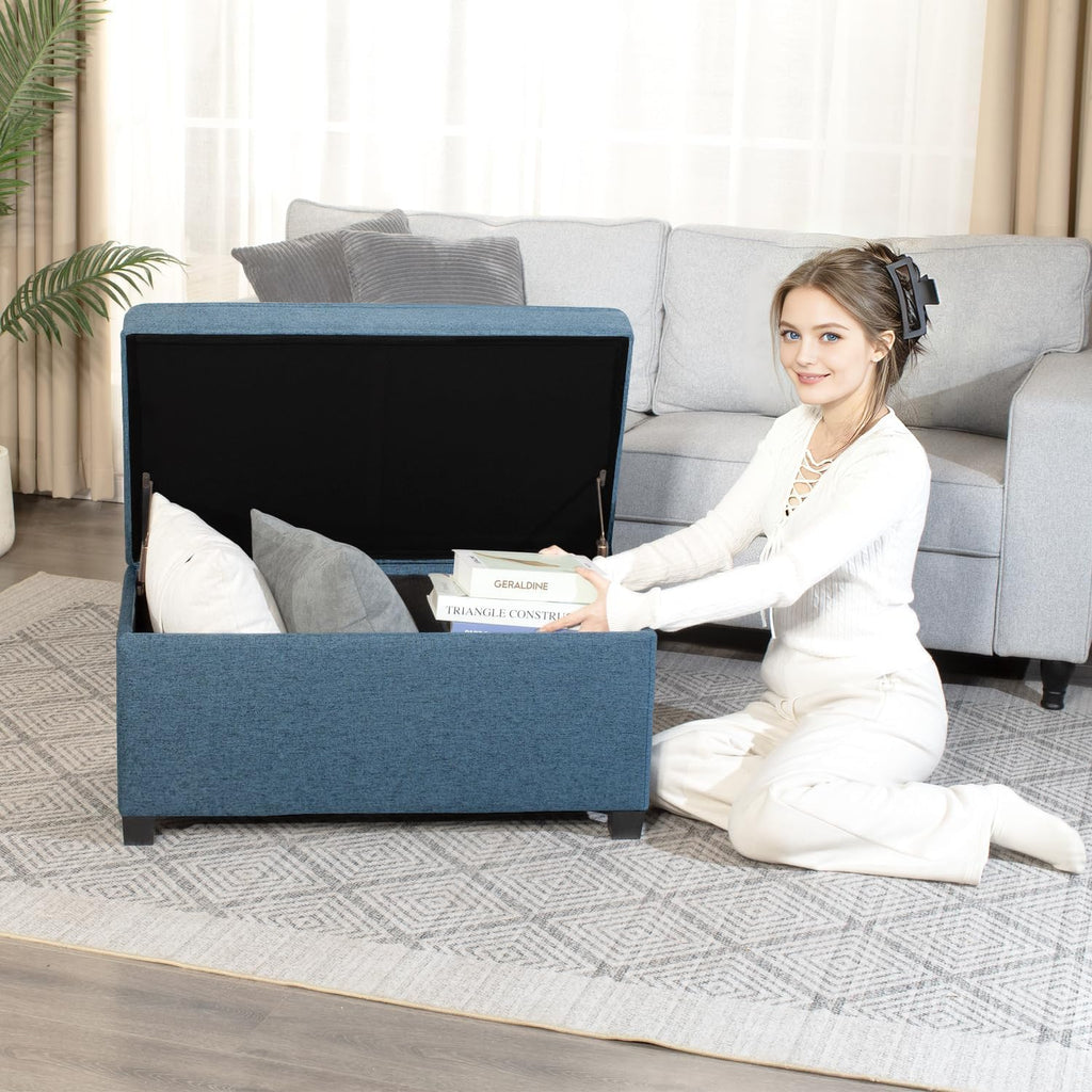 31 Inches Storage Ottoman Bench, Non-Folding End of Bed Foot Rest Stools Ottoman with Thicker Foam Padded Seat