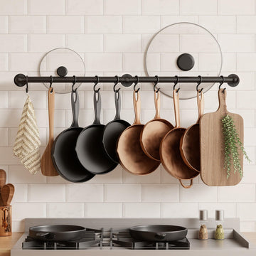 130lb High-Capacity 32 Inch Pot Rack Wall Mounted with 3X Thick Tube