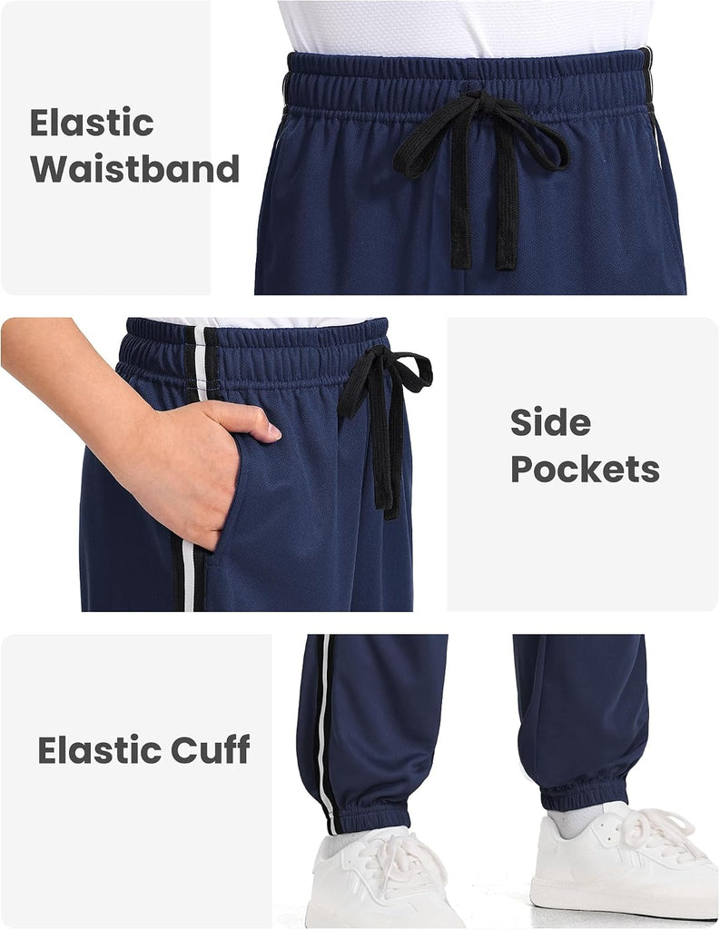 Boys Sweatpants 3 Pack Kids Mesh Quick Dry Athletic Pants Joggers