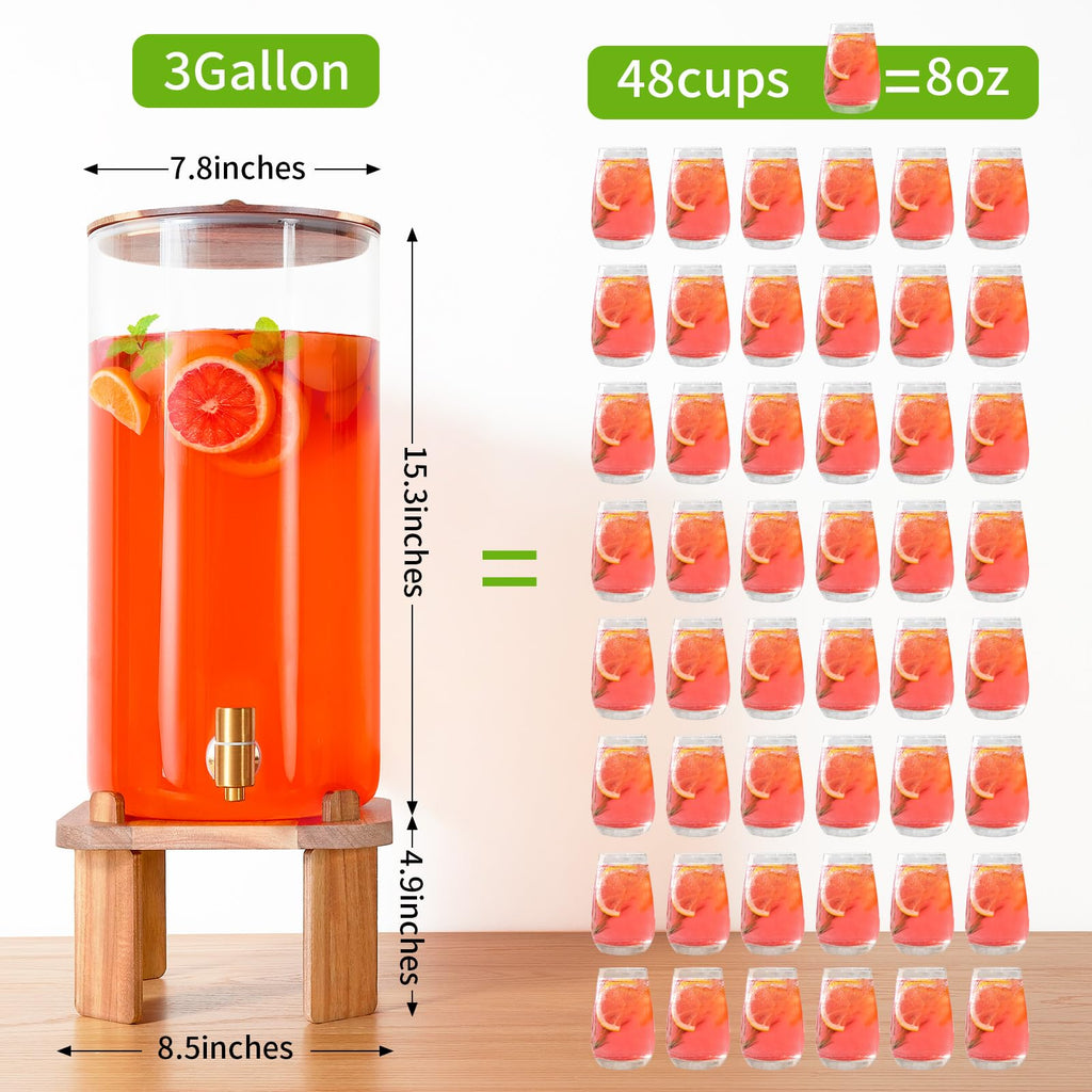 3 Gallon Large Drink Dispenser for Parties, Beverage Dispenser with Stand