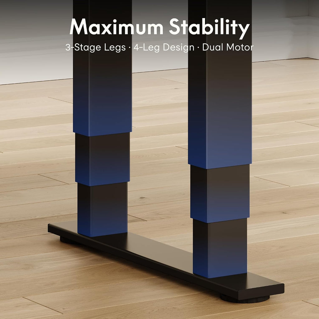 E6Q Premium 4-Leg Standing Desk, 72"x30", Dark | Heavy-Duty 540lbs, Solid Bamboo, Dual Motor, 3-Stage Legs