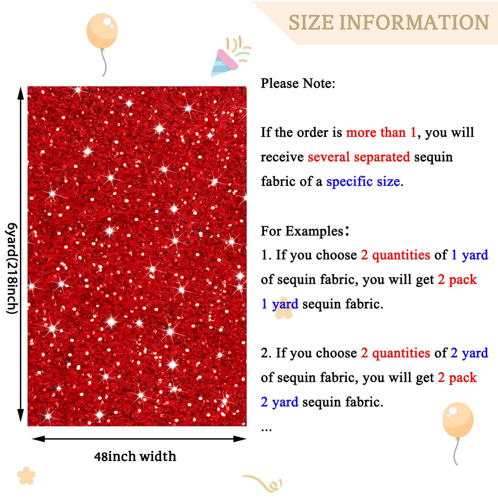 6 Yards Sequined Fabric by The Yard Red Sequins Velvet Fabric Glitter Stretch Fabric for Dress Sparkly Quilting