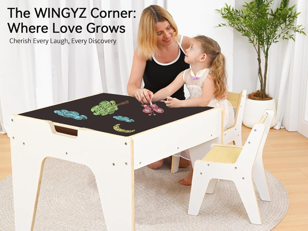 Toddler Table and 2 Chairs, in-1 Kids Activity Table with Storage