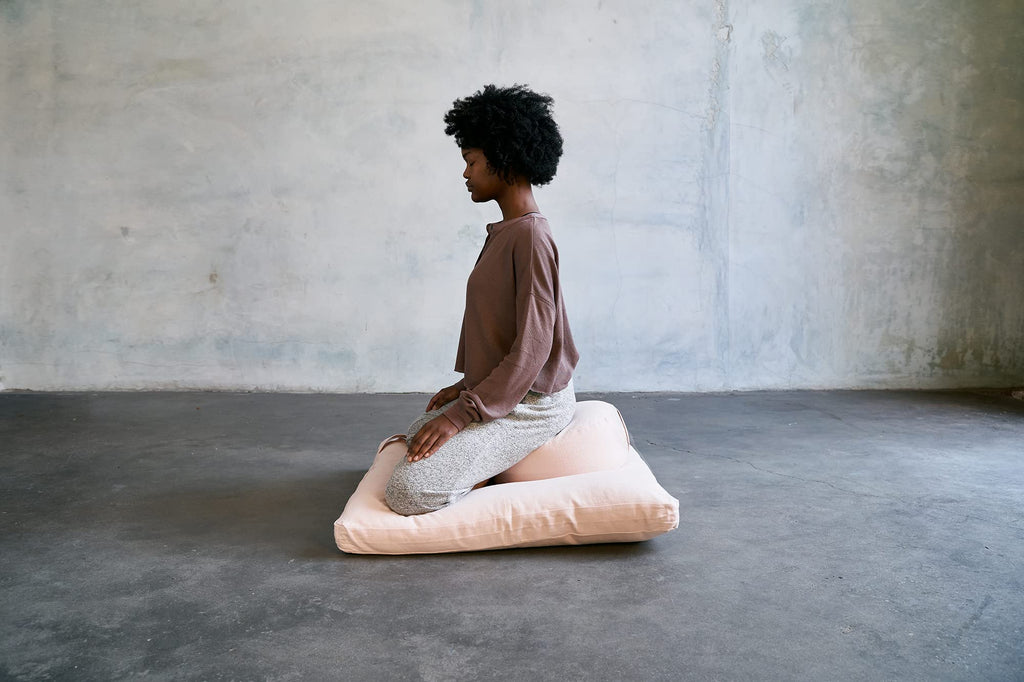 Meditation Cushion Set - Zafu Meditation Pillow and Zabuton Floor Cushion - Adjustable Organic Buckwheat and Cotton