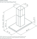 48 Inch Painted Steel Island Mount Range Hood Ultra-Quiet LED Lights