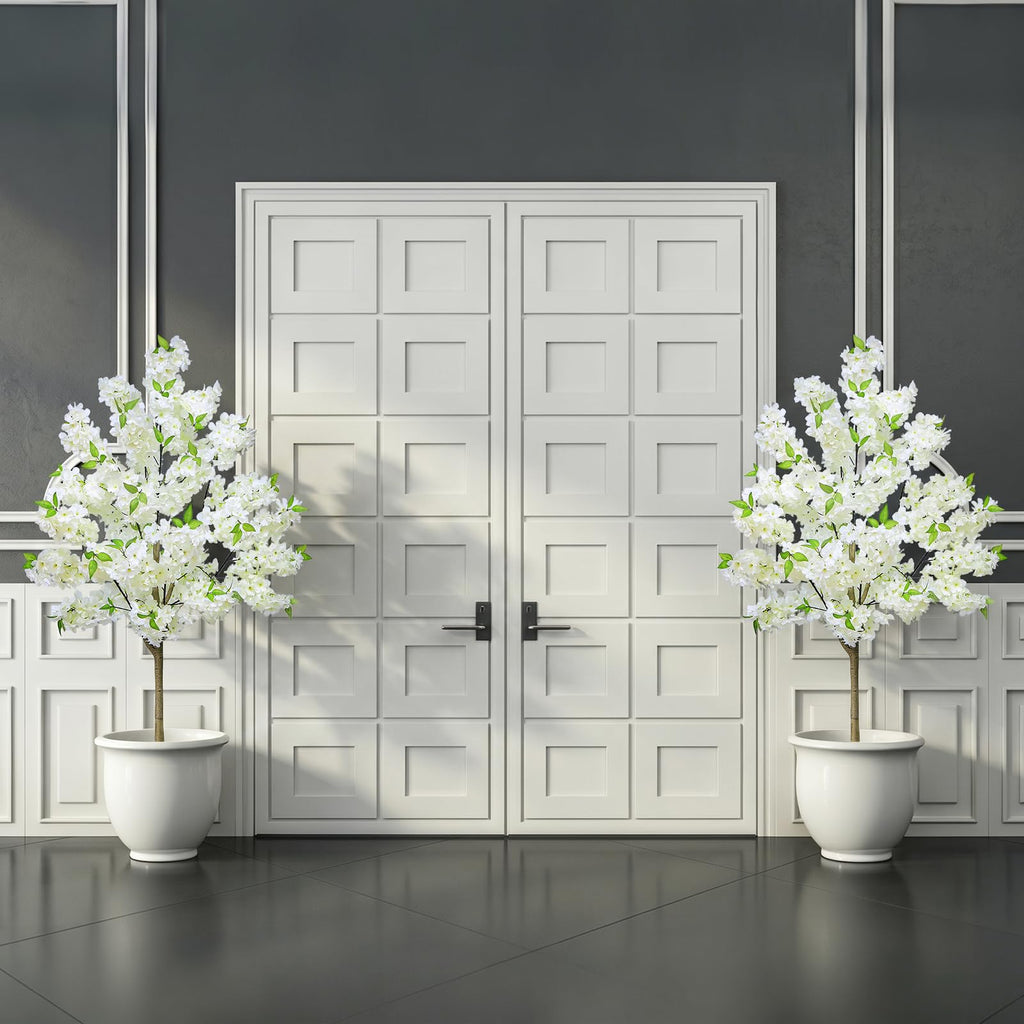 5FT White Artificial Cherry Blossom Tree with Pot Wedding Decor