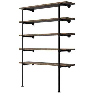 14" Deep, 2Pcs Industrial Retro Wall Mount Iron Pipe Shelf, DIY Open Bookshelf, Hung Bracket, Home Improvement Kitchen