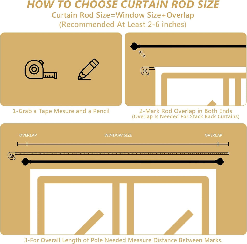 Ceramic Curtain Rods for Windows,1 Inch Adjustable Telescoping Drapery Rod Heavy Duty Window Treatment