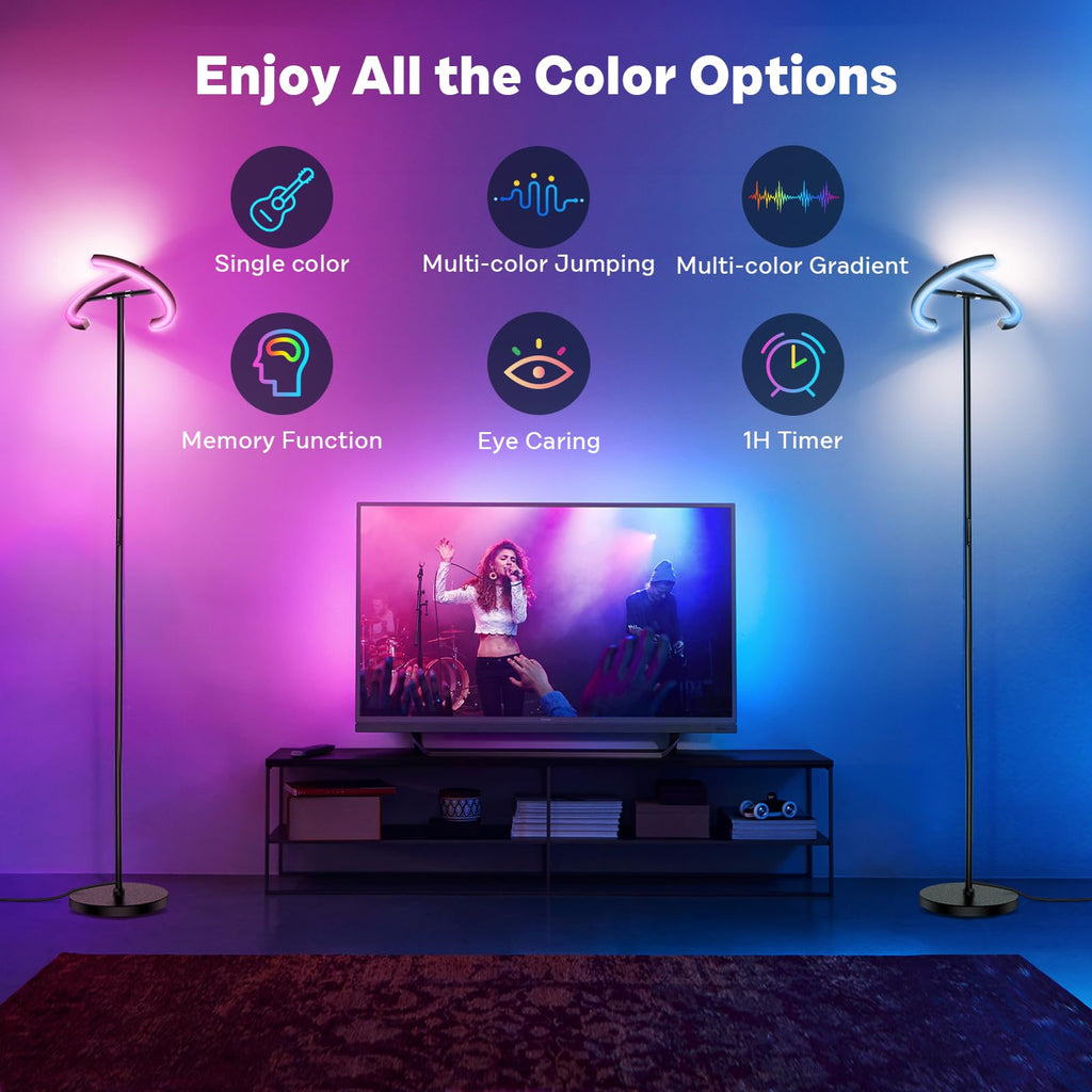 Floor Lamp, Color Changing Standing Lamp, Modern Stepless Dimmable LED Floor Light Tall Lamp with Remote Control, 20W