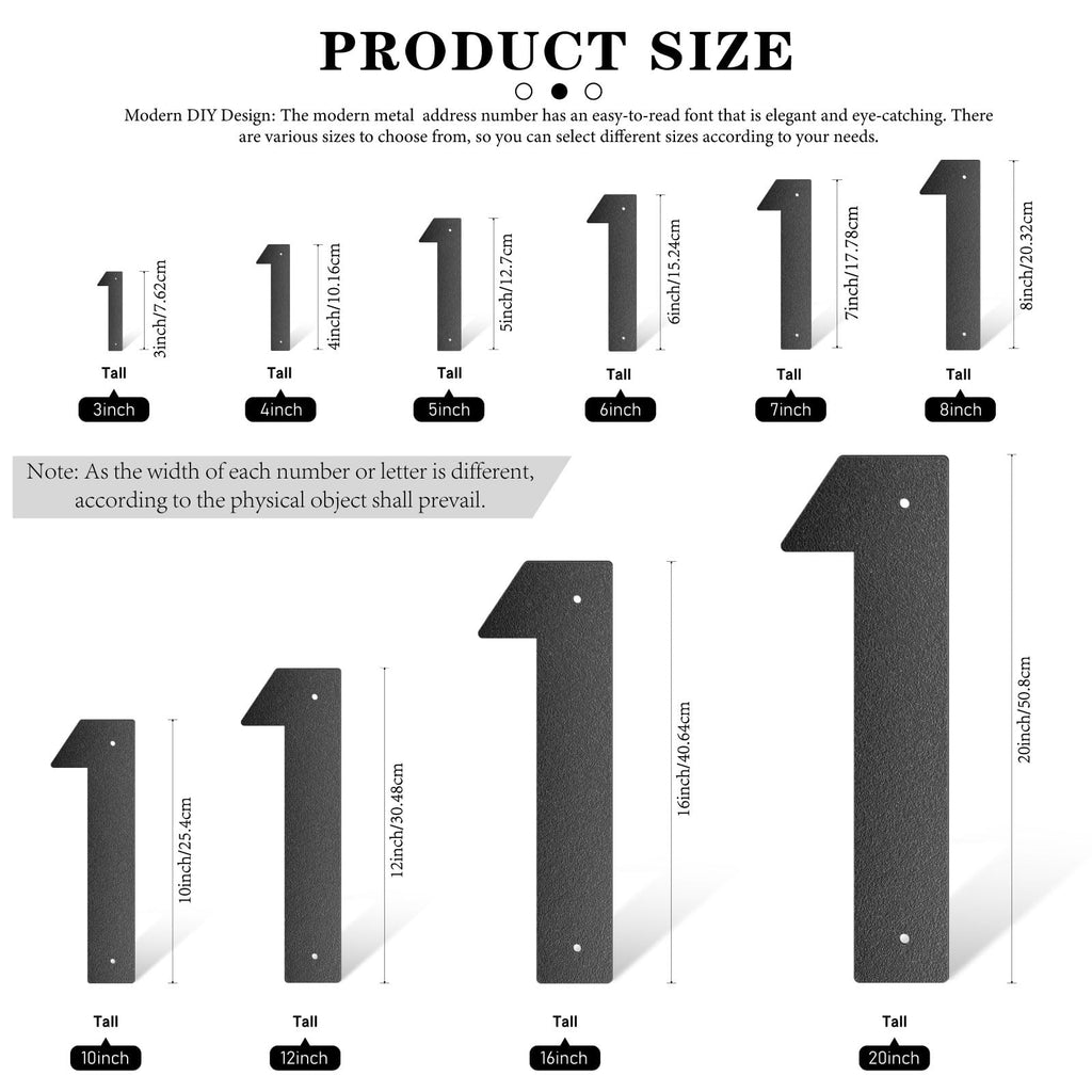 20 Inch Metal House Numbers, Metal Letters, House Address Numbers for Outside, Black Modern Home Address Door Numbers