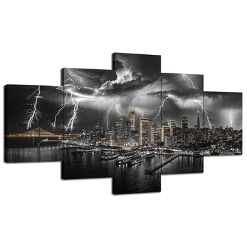 San Francisco Bay Bridge Canvas Wall Cityscape Painting(60"x32")
