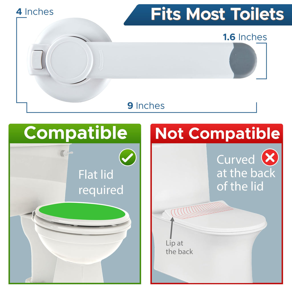 Toilet Lock (3 Pack) Ideal Baby Proof Toilet Lid Lock with Arm - No Tools Needed Easy Installation with 3M Adhesive