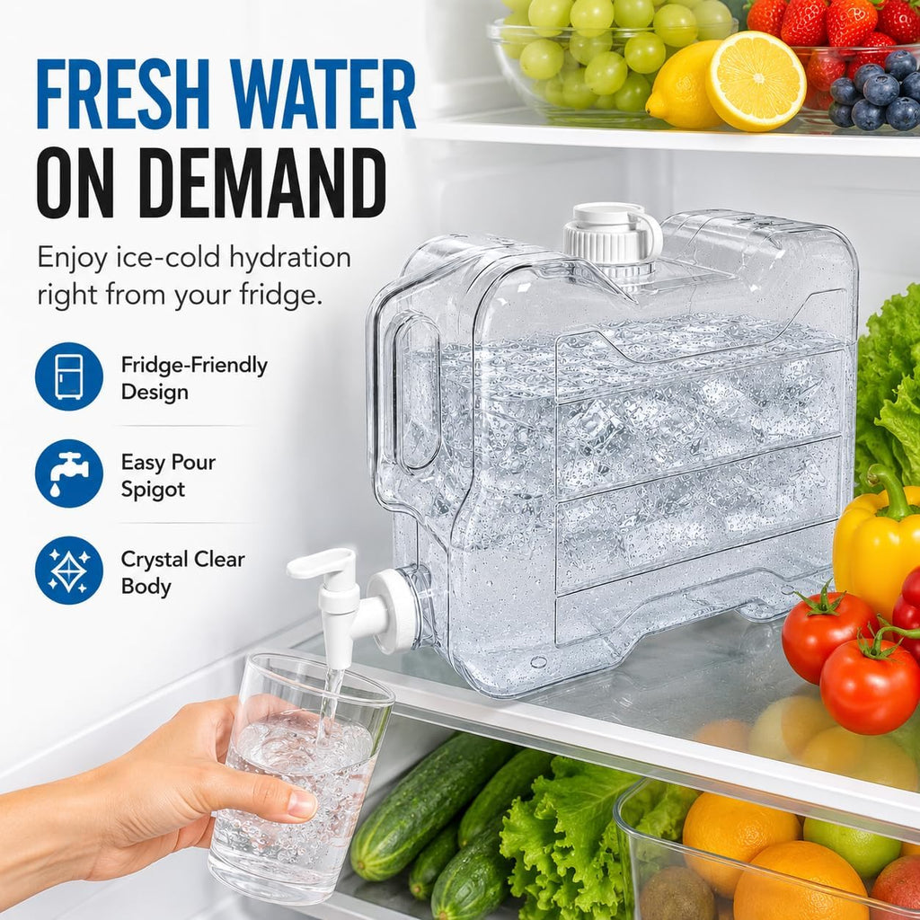 Fridge Water Dispenser with Leak-Proof Spigot, Reusable Refrigerator Drink Dispenser with Handle, Water Jug Beverage