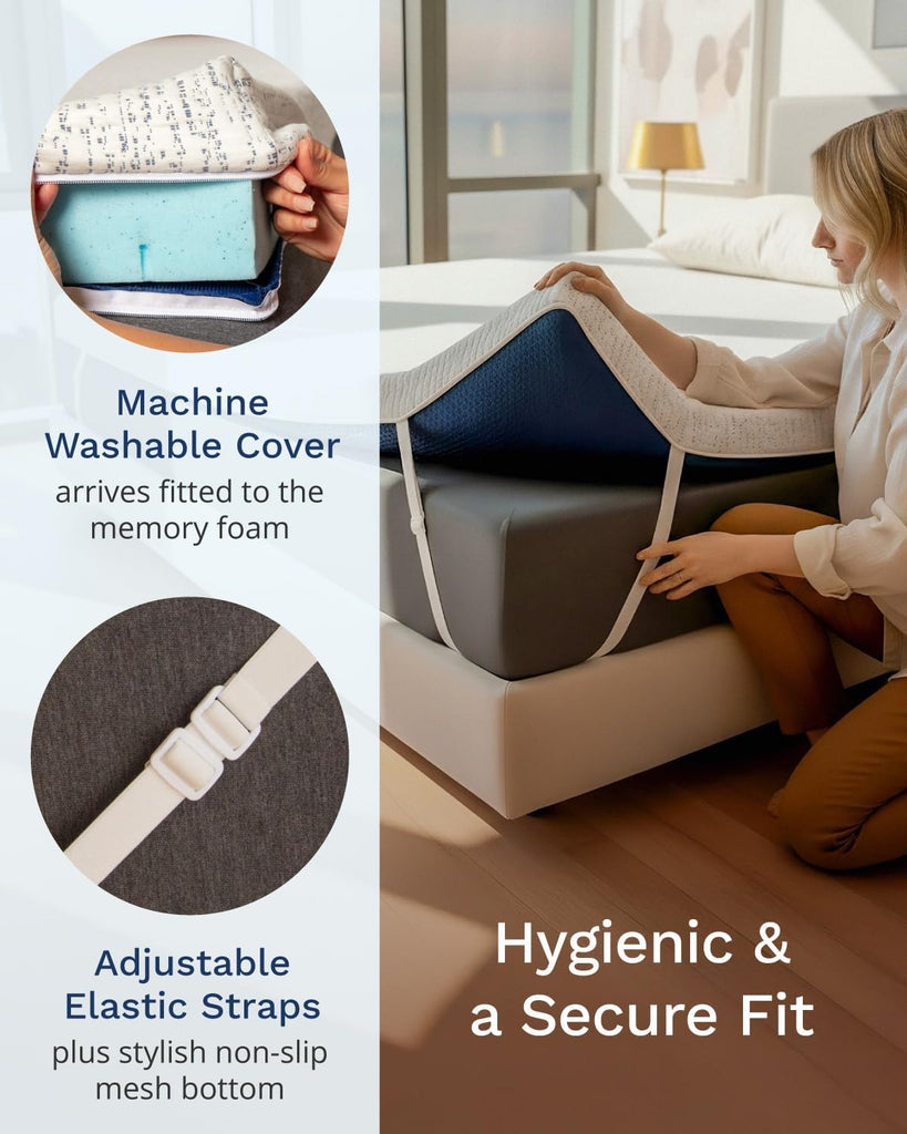 3 Inch Memory Foam Mattress Topper Queen - Select High Density Ventilated Mattress Pad - Premium Removable Rayon Cover