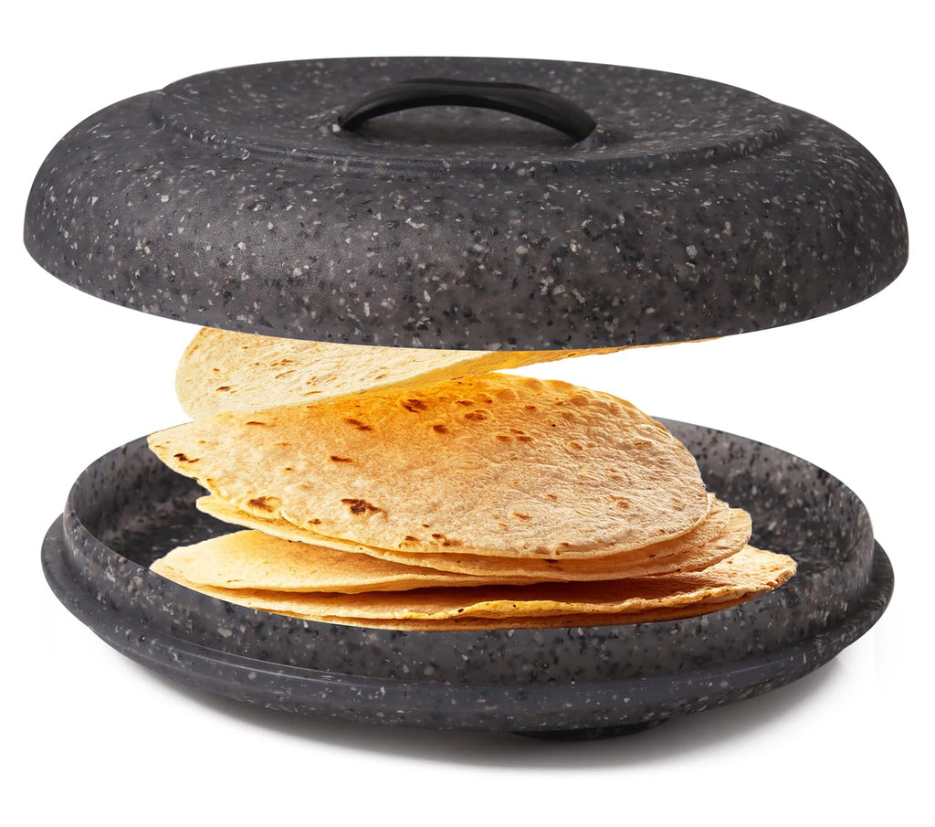 Tortilla Warmer XL 9.5 Inches, Microwavable Tortilla Warmer, Oat Granite Color, Perfect for Warming Tortillas, Bread