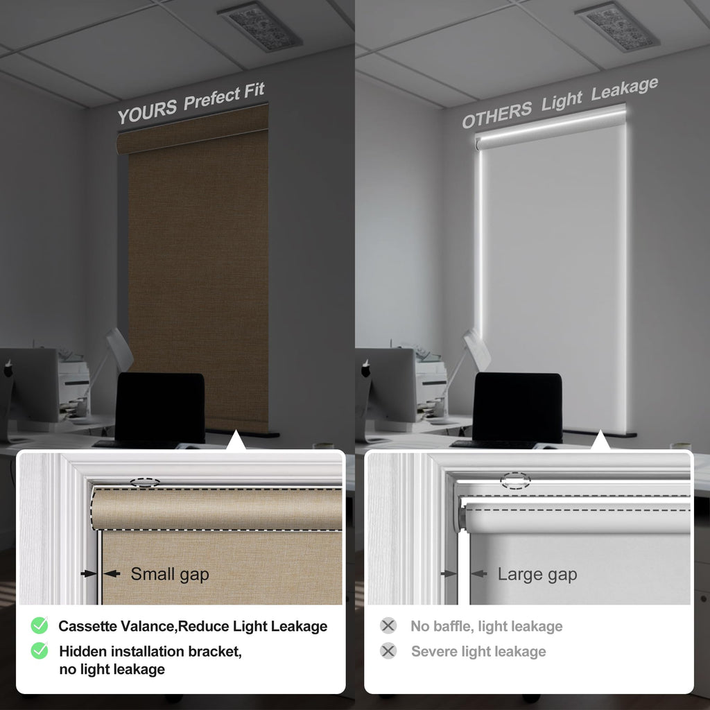 Blackout Roller Shades for Windows, Beige, Custom Size