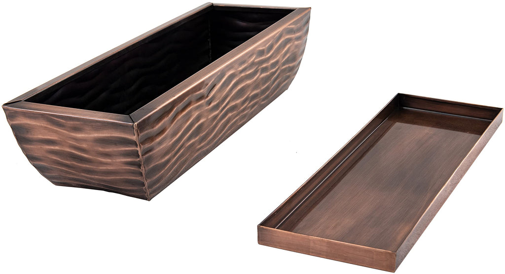 Succulent Planter Rectangular Plant Pot Flower Indoor Outdoor Window Box (Antique Copper Large)