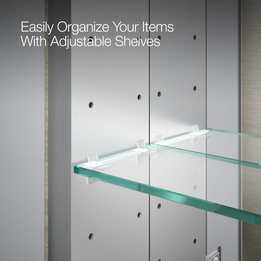 CB-CLC2526FS Bathroom Medicine Cabinet with Mirror, Beveled Mirror Doors, Adjustable Shelves, Rectangular Beveled