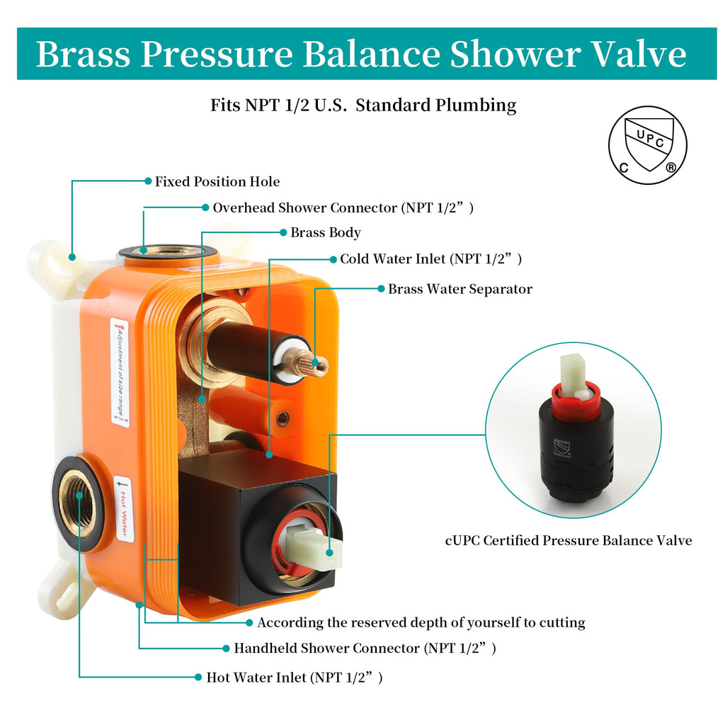 Ceiling Mount Shower System, LED 12 Inch Full Body Shower Head