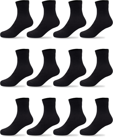 Kids Socks 12 Pairs Unisex School Boys Girls Crew Socks for Kids