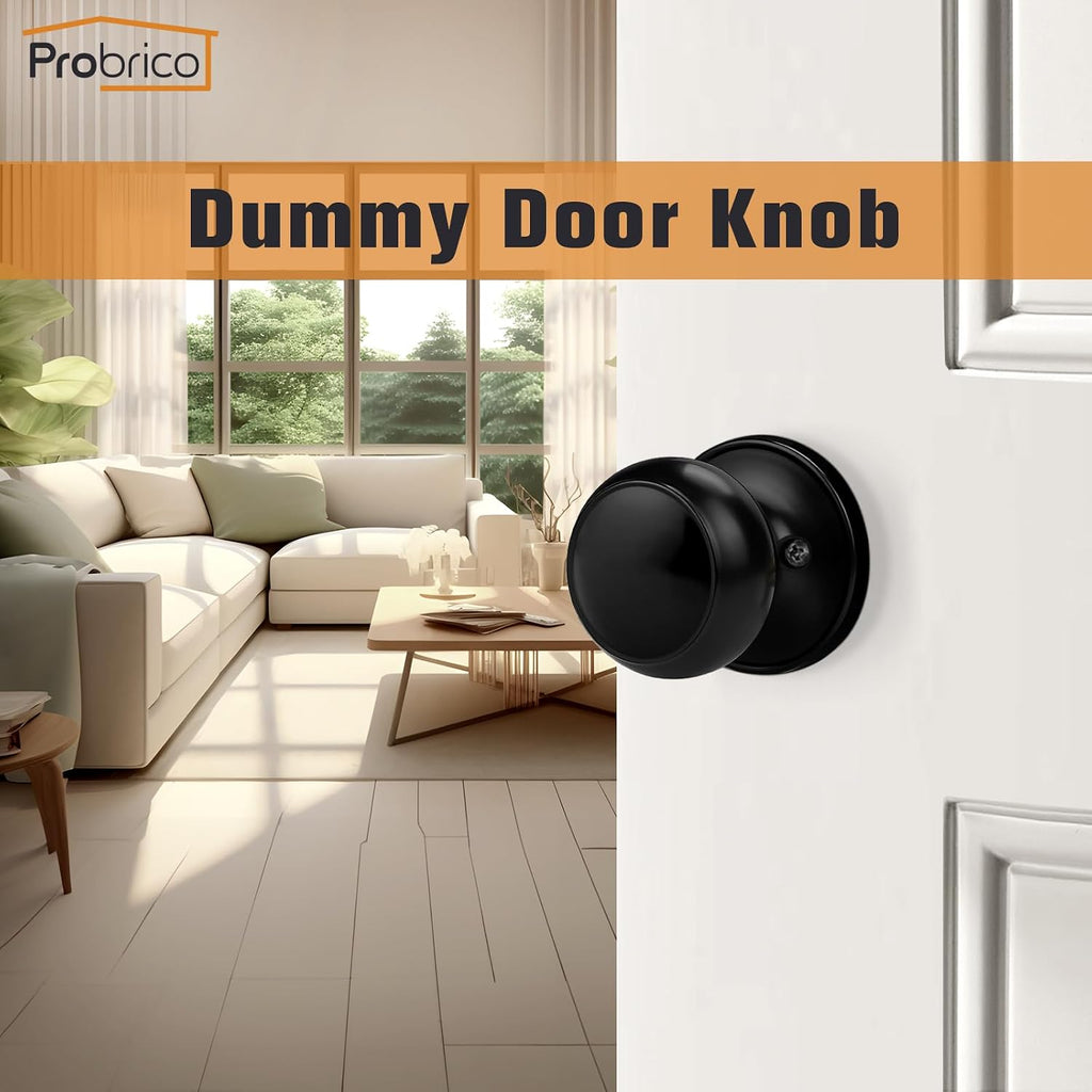 2 Pack Single Side Dummy Knobs, Matte Black Finish, Non-Turning Inactive Interior Door Handles, French Door Pulls