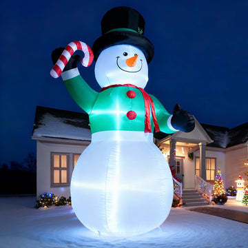 15 FT Christmas Inflatables Snowman Outdoor Decorations, Blow Up Snowman with Candy Cane Yard Decor for Garden Lawn