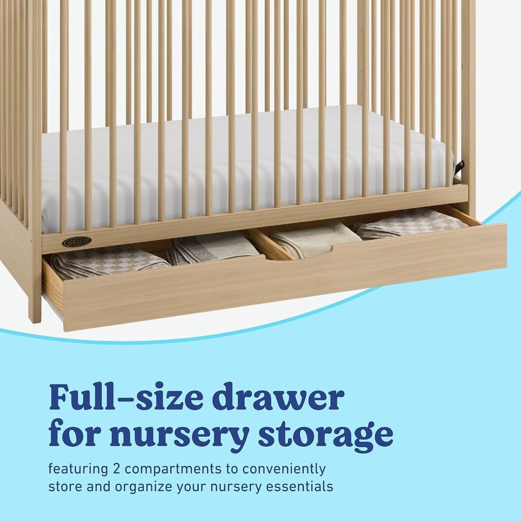 Olivia 3-in-1 Convertible Crib with Drawer (Driftwood) - Converts from Baby Crib to Toddler Bed and Daybed