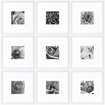 Picture Frames Set of 9, 18x18 in, Acrylic Cover, White