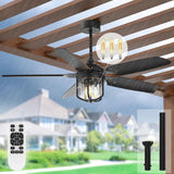 52 inch Outdoor Ceiling Fans with Lights for Patios, IP65 Waterproof Ceiling Fan with Remote and 6-Speed DC Motor, Gazebo Ceiling Fan for Porch Pavilion Farmhouse Black (Included 3pcs Bulb) A101-B0F65GVGB5