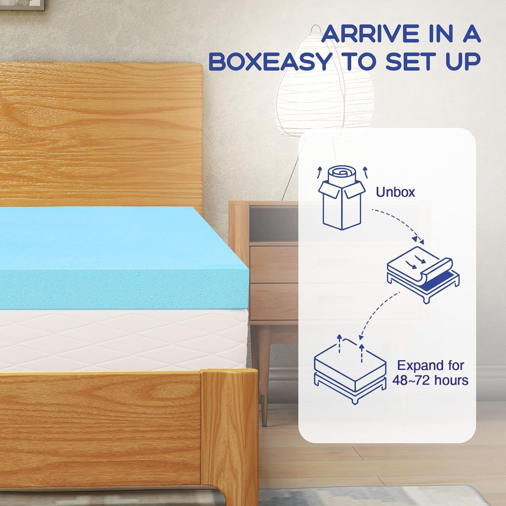 Queen Mattress Topper 3 Inch Cooling Gel Memory Foam, CertiPUR-US Certified Topper & Pad for Back Pain Relief, Soft