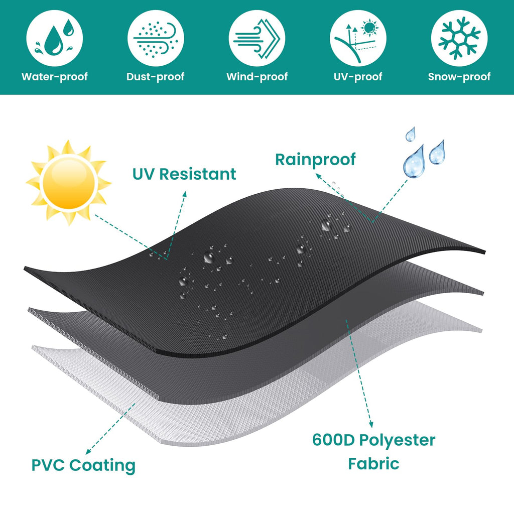 Round Patio Furniture Cover, Waterproof Heavy Duty 600D Outdoor Table Covers Anti-Fading Cover for Outdoor Furniture
