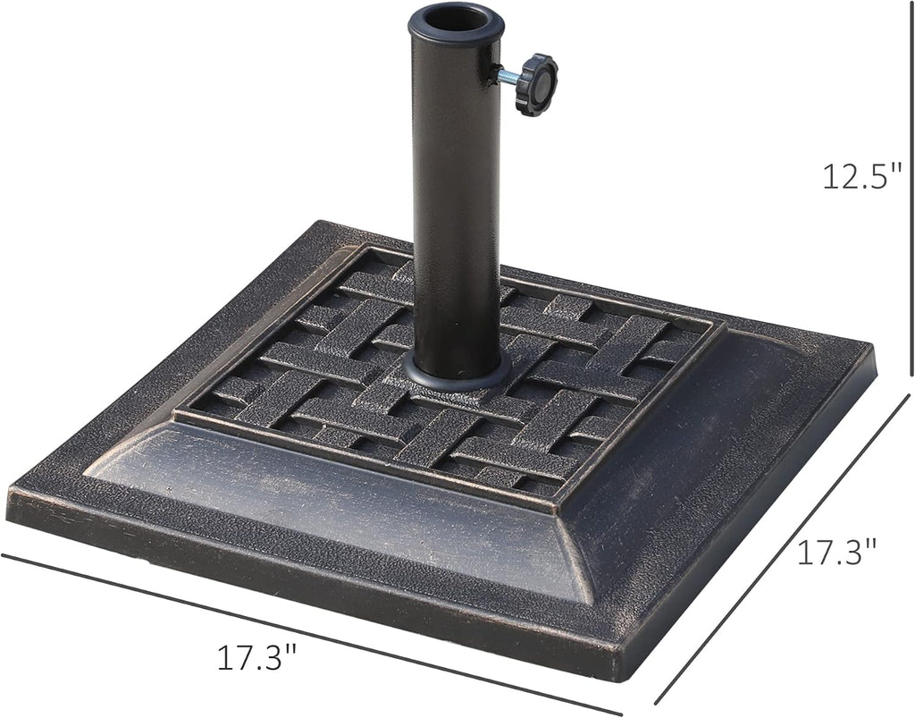 20 lbs Patio Market Umbrella Base Stand Resin Parasol Holder Square with Beautiful Decorative Pattern & Easy Setup