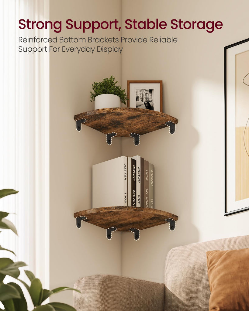 Floating Corner Shelves, Set of 2, 6 x 6 x 0.5 Inches