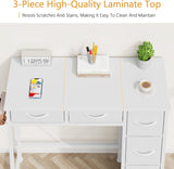 Small Desk with 5 Fabric Drawers, 33 Inch Writing Desk, Simple PC Desks for Small Place