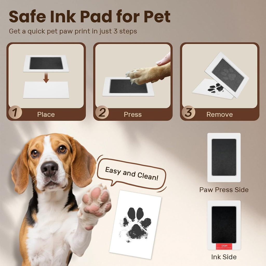 Pet Memorial Gifts for Dogs, 8.6'' Shadow Box, Paw Print Kit, Fur Jar