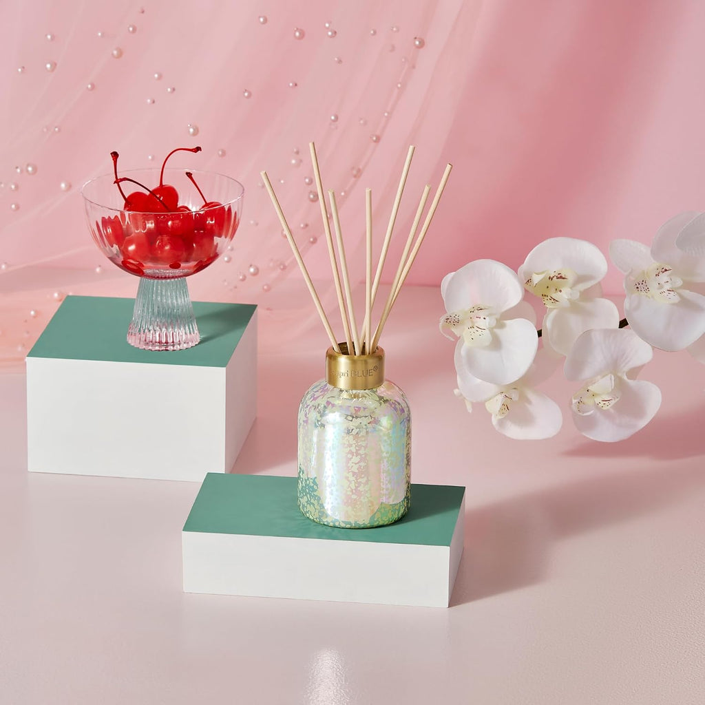 Reed Diffuser - Reed Diffuser Set Includes Scented Oil, Sticks, and Mercury Iridescent Glass Bottle - Home Decor Room