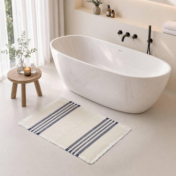Millstreet Striped Waffle Bath Rug, Navy, 24 x 36