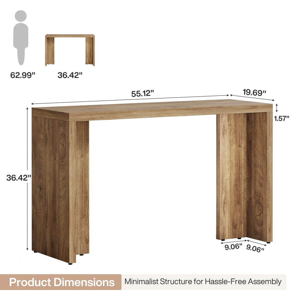 55.12-Inch Long Bar Table, Farmhouse Counter Height Pub Table