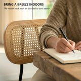 HEAH-YO Modern Dining Chairs Set of 2, Upholstered Faux Leather Rattan Dining Chairs with Backrests