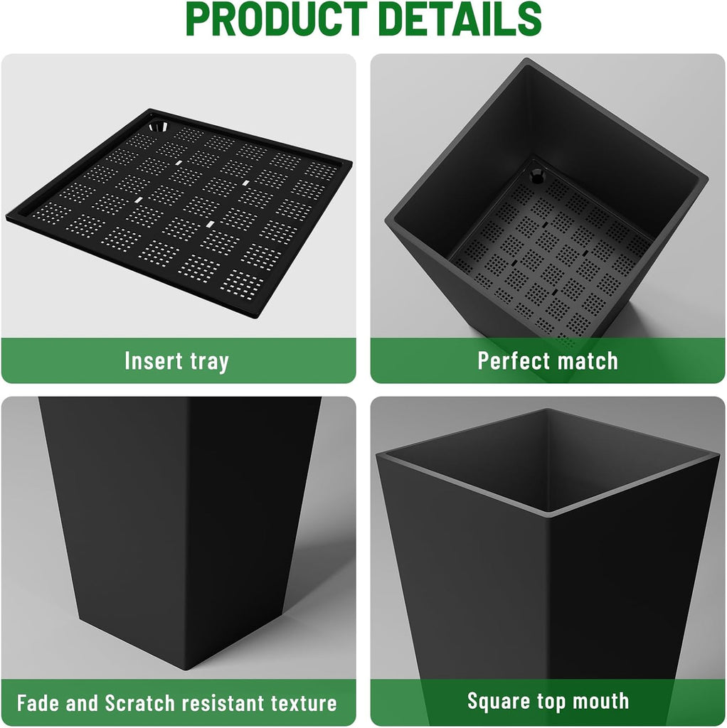 Taper Tall Planters 29 Inch Set of 2, Large Planter for Indoor Outdoor Plants, Modern Flower Pot Containers Large