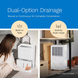 Dehumidifier 3,500 Sq Ft Wi-Fi (25 Pint MAX 64 Pint at 95°F, 90% RH) for Advanced Humidity & Moisture Control, Quiet