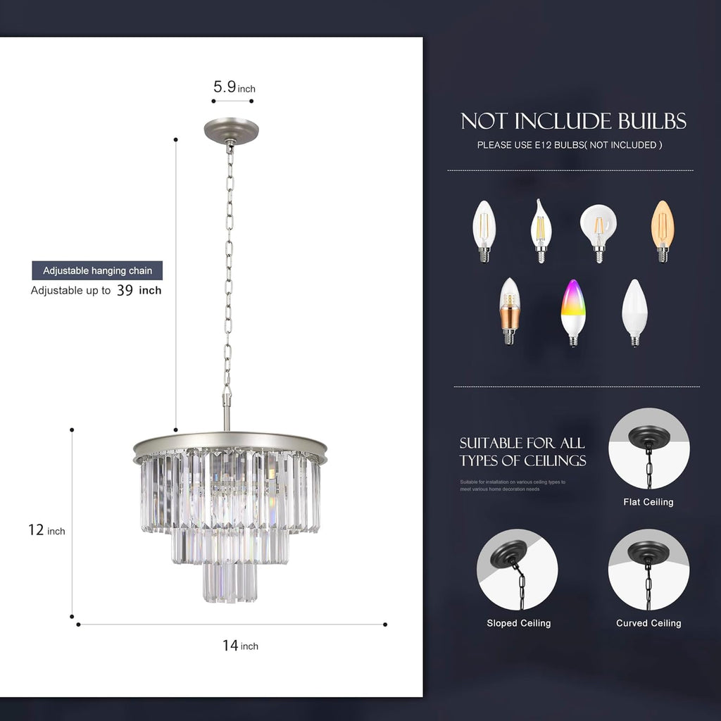 Inspired Odeon Style Nickel Crystal 3-Tier Traditional Chandelier - A107-B07GP5LVBW