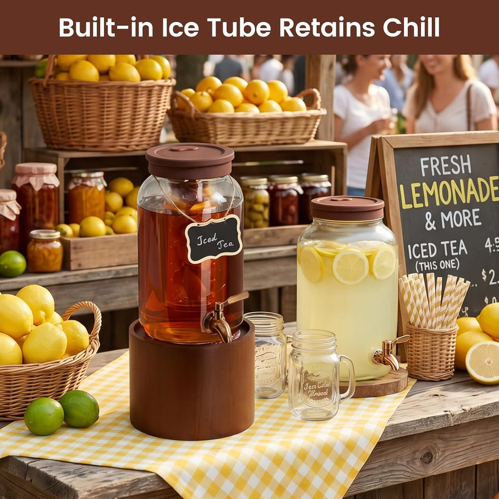 1 Gallon Glass Drink Dispenser for Parties Beverage Dispenser