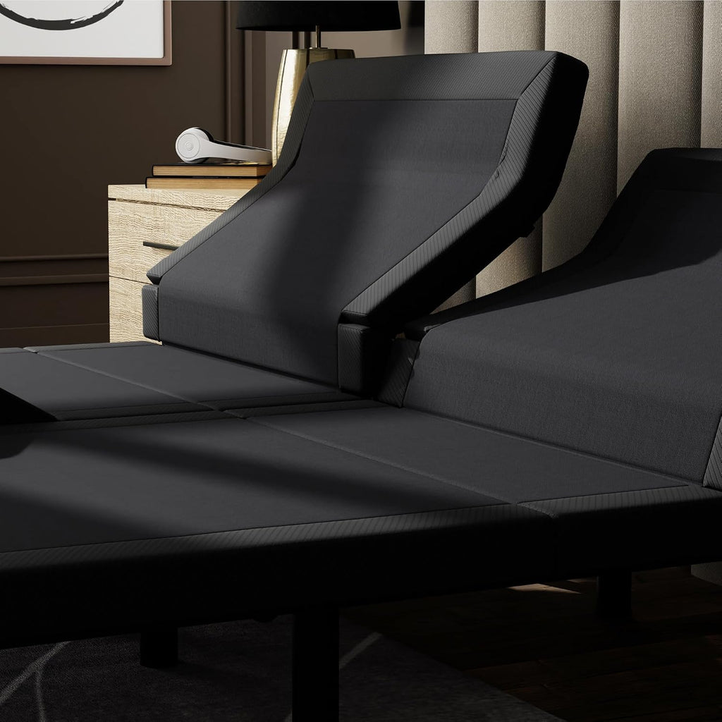 Split King e7 Lumbar Adjustable Bed Frame with Power Pillow Tilt, Zero Clearance for Storage Bases, Massage - Set of 2