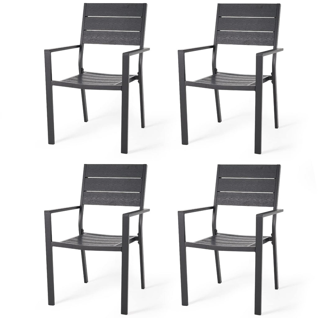 4 Pieces Outdoor Dining Chairs, Aluminum Frame Stackable Patio Chair with Armrest for Garden, Poolside, Backyard
