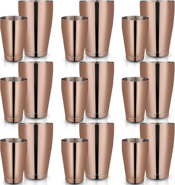 Cocktail Shaker Stainless Steel Shaker Set, Copper - Set of 10