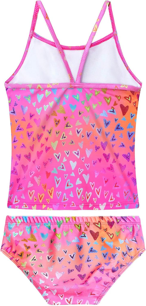 Girls Tankini Swimsuit UPF50+ Ruffle 2 Piece Bathing Suit Full Coverage Kids Swimwear Years