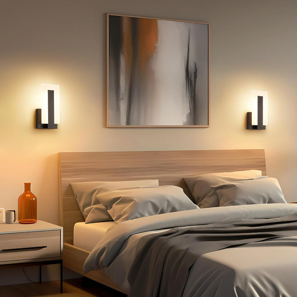 Modern LED Wall Sconces Up and Down Wall Mount Light Black 3000K Warm White Wall Lights Set of 2, Indoor Wall
