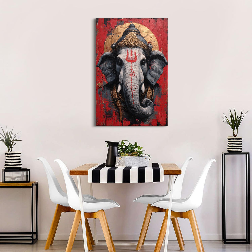 Abstract Elephant Wall Art Watercolor Paintings Wall Decor Hinduism Religion Canvas Picture for Yoga Spa Meditation