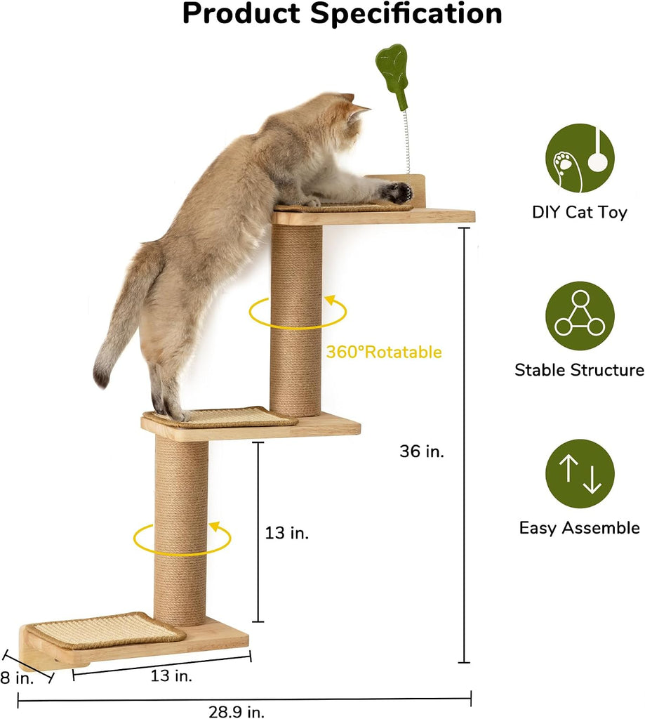Cat Wall Shelves, 3 in 1 Transformable Cats Scratching Post